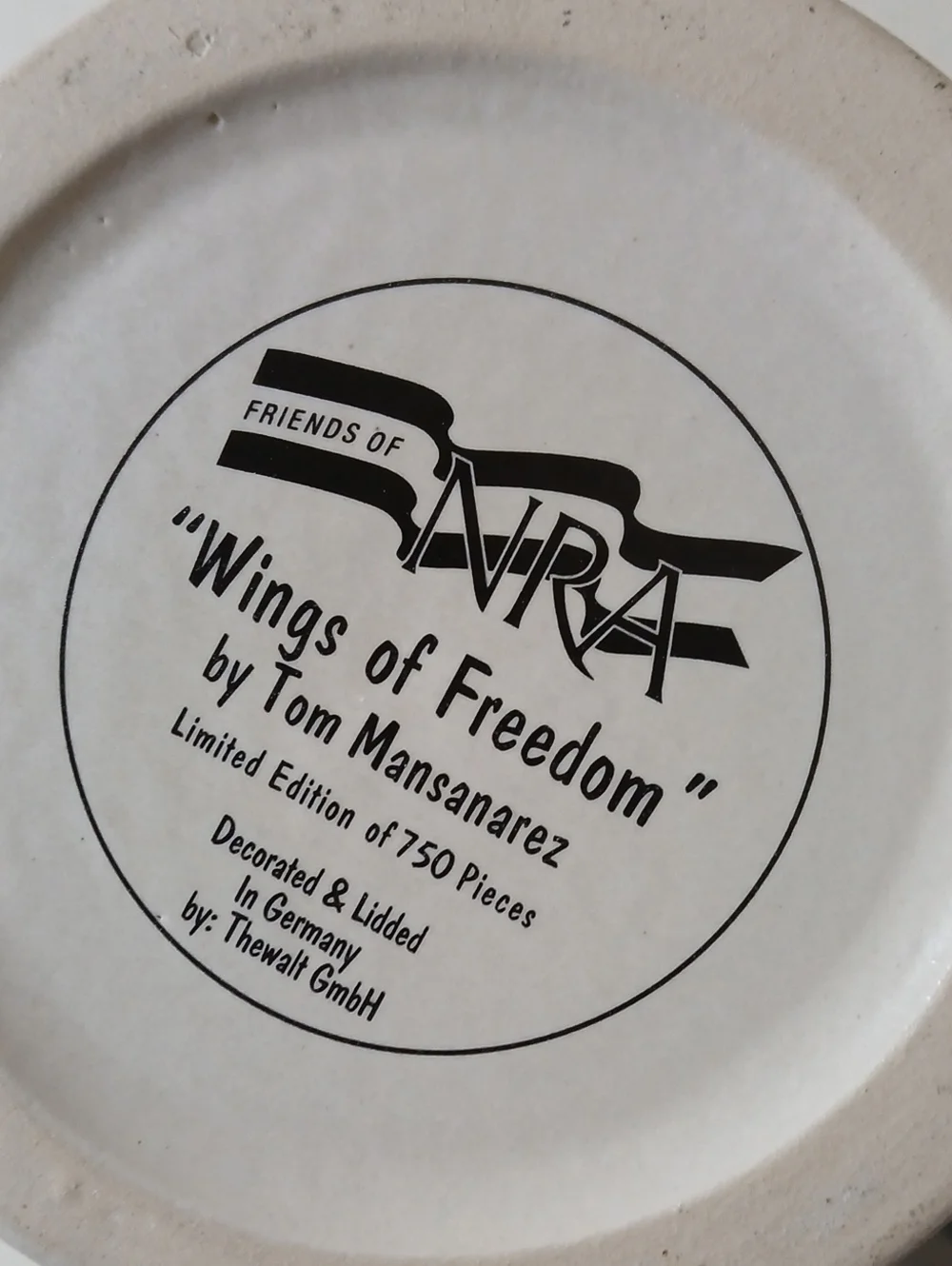 Wings Of Freedom NRA Ceramic Beer Stein Patriotic Bald Eagle